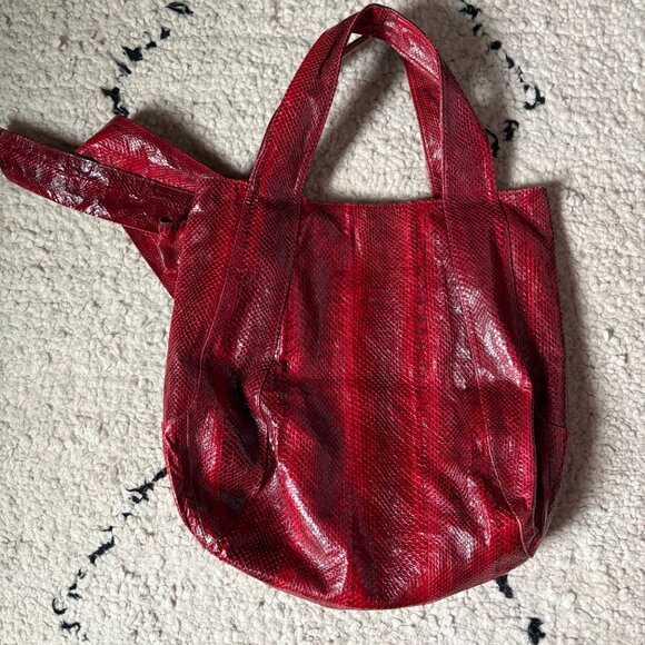 Beirn large red snakeskin shoulder bag date night going out purse Valentine's - Picture 2 of 7